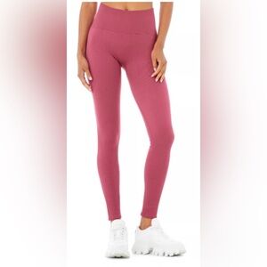 ALO Yoga Seamless Ribbed High Waist Legging in Raspberry Sorbet - Size Small